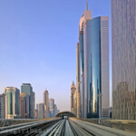 Skylines an der Shaikh Zayed Road in Dubai am 02.09.2012.