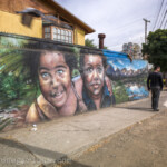 Mit Graffiti bemalte Mauer in Rahmen des Projektes Museo a Cielo Abierto im Viertel San Miguel in Santiago, Chile am 28.11.2014.
Das Freilichtmuseum zeigt Wandmalerei bekannte Kuenstlers aus Chile und Suedamerika.