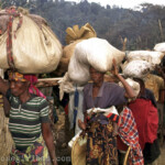 Fluechtlinge im Grenzgebiet zwischen Cyangugu, Ruanda und Bukavu, Zaire (Grenzuebergang "Ruzizi I") am 21.081994.