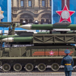 Russische Föderation, Moskau, 09.05.2015.
Militärparade zum 70. Jahrestag des Kriegsendes in Moskau am 09.05.2015.
Raketenwerfer.